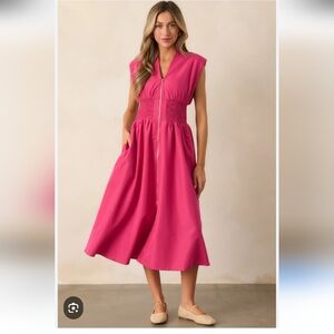 Elegant Pink Midi Dress